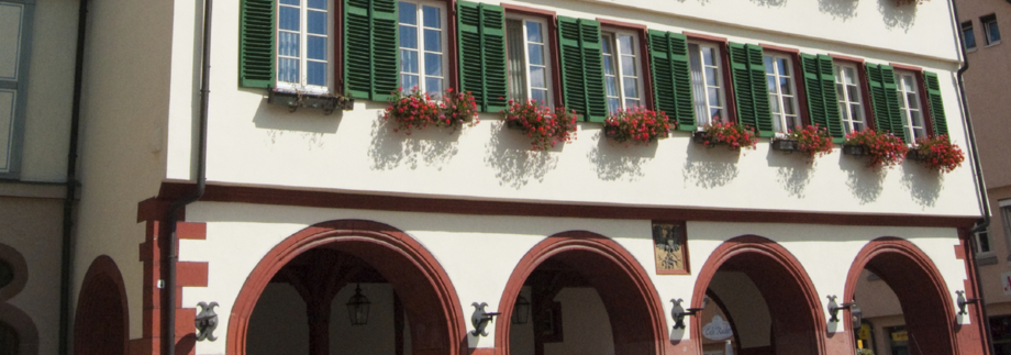ein Haus mit Blümenkasten am Wand, Achen Reise, Foto 1+1 Bibliothek, Aachen Führung, однодневный тур, экскурсии Германия